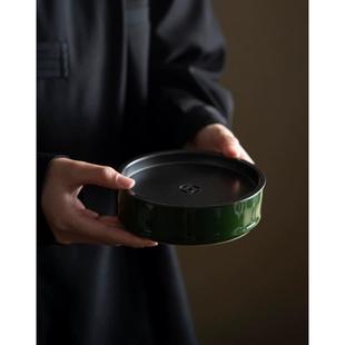 祖母绿壶承轻奢复古盖碗茶壶底托家用陶瓷功夫茶具干泡盘