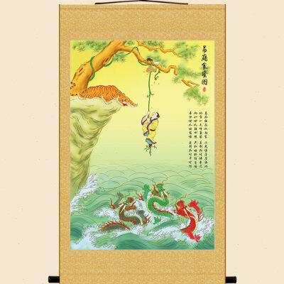 吊藤食蜜图 攀藤食蜜图人生的真相画像挂画 丝绸卷轴画装饰画定制