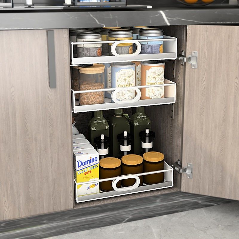 新自制家用柜g子不锈钢杆PP超深柜拉篮厨房用品带轨道抽屉托盘调,收纳整理,收纳箱,淘宝优惠券,粉丝福利购,淘宝优惠卷