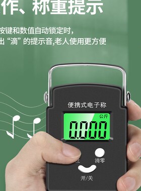 新迷你便携式电子秤高精度家用手提秤50kgL小型弹簧精准钓鱼快递
