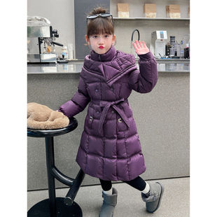 女童棉衣2025新款洋气大童女装冬装外套儿童秋冬加厚长款羽绒棉服