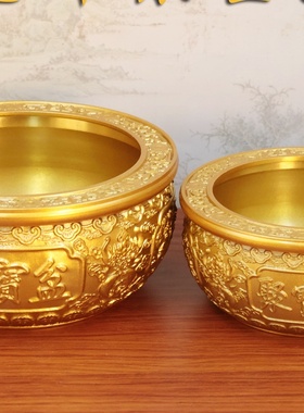 2025新款黄铜双鱼聚宝盆风水招财家居装饰品开业礼品米缸摆件