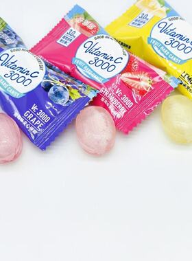 好邻居VC3000柠檬蜜桃香橙味夹心水果硬糖果喜糖补充维生素C 散装