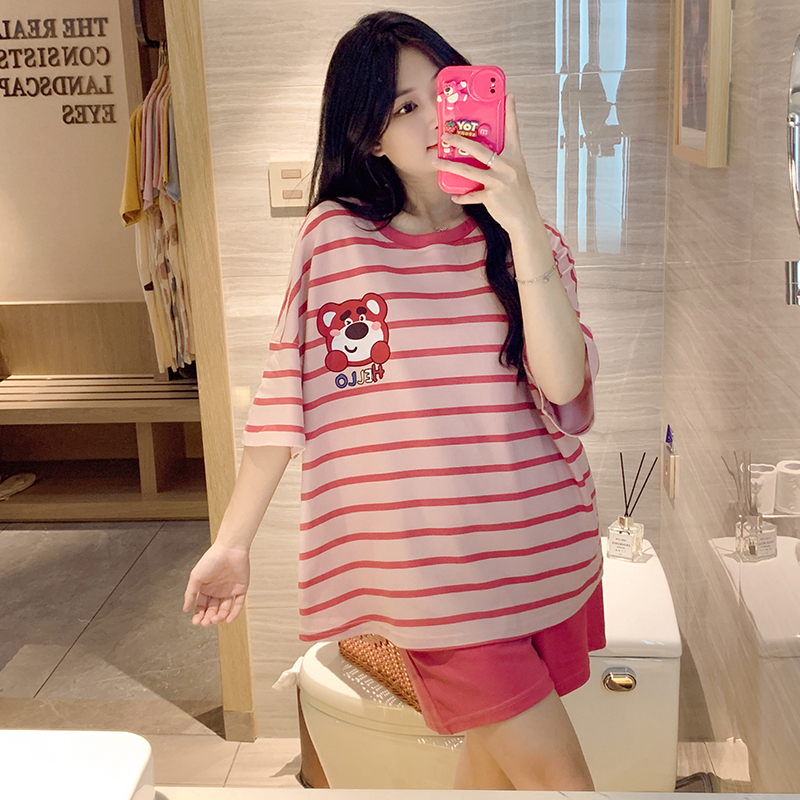 DT-2024新款睡衣女夏季网红风家居服夏天韩版短袖薄款两件套装_浪潮高端服饰_女士内衣/男士内衣/家居服-第4张图片-提都小院