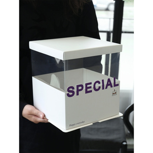 立体字母蛋糕盒可定制图案蛋糕盒半透明生日蛋糕盒圆形蛋糕盒 新款