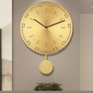 定制时钟挂钟客厅创意挂墙装 饰现代简约石英钟餐厅全铜免打孔大气