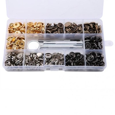 100 Sets Metal Snap Fasteners Kit Snap Buttons PrUess Studs