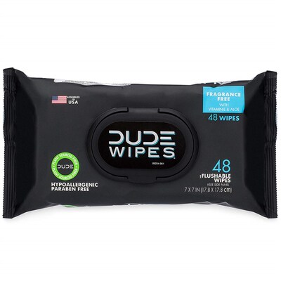DUDE Wipes Flushable Wet Wipes CDispenser (3 Packs 48 Wipes)