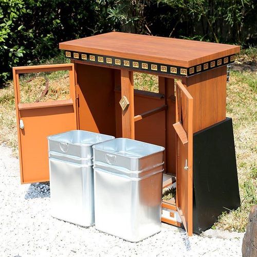 定做钢木垃圾桶j木纹藏式果皮箱环卫分类垃圾筒景区垃圾箱户外