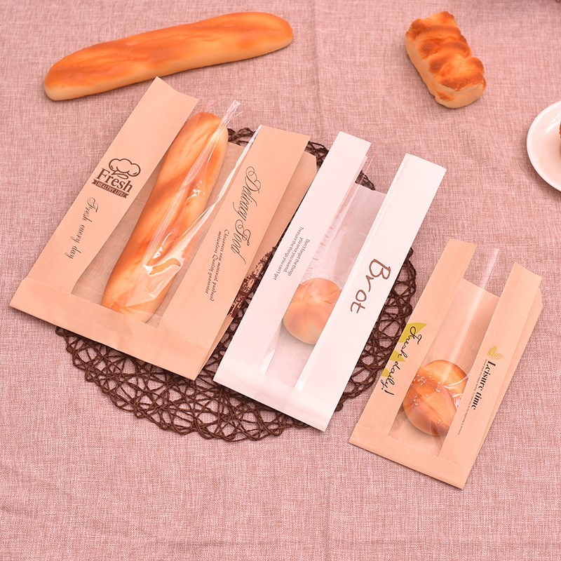 50pcs  Kraft Paper Toast Bread Bag Bakery CoPokies Bag Cake