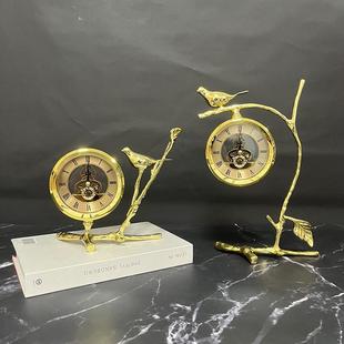 时钟北欧简约钟表家居轻奢创意时尚 客厅小鸟台钟摆件台式 卧室摆设