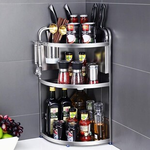 厨房三脚架高级不锈钢置物架转角调料品多层三角区多层Z架子多功