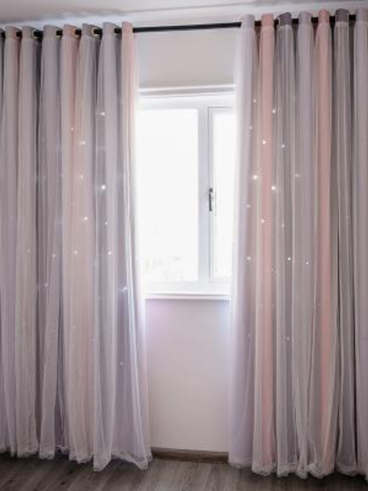 新2020年遮光免打孔卧室窗帘安装新款布免卧室粉色涤纶房女孩套促