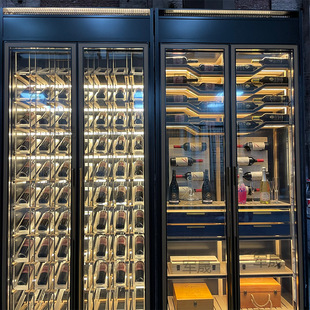 不锈钢酒柜定制j欧式餐厅轻奢地下C室恒温柜家用酒窖装饰展示红酒