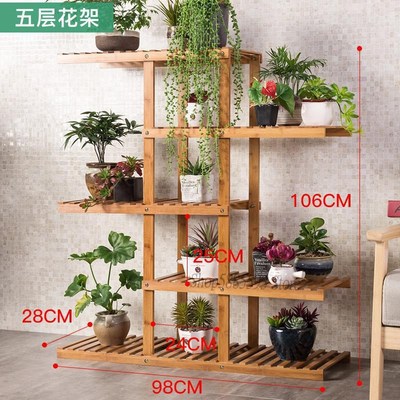 Flower Stand Bambnoo Multilayer Bamboo Succulents Flower She