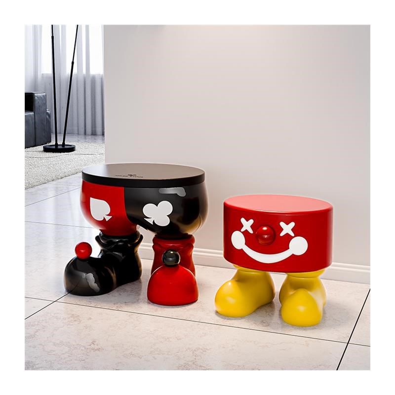 贝汉美卡通小丑创意矮凳子u客厅家用入户门口收纳换鞋凳装饰品摆