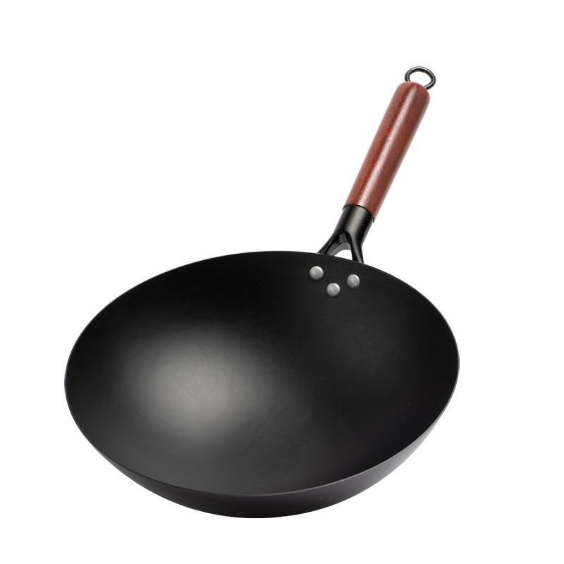 出口章丘手工老j式纯铁锅不粘锅家用炒锅无涂层炒菜锅无油烟