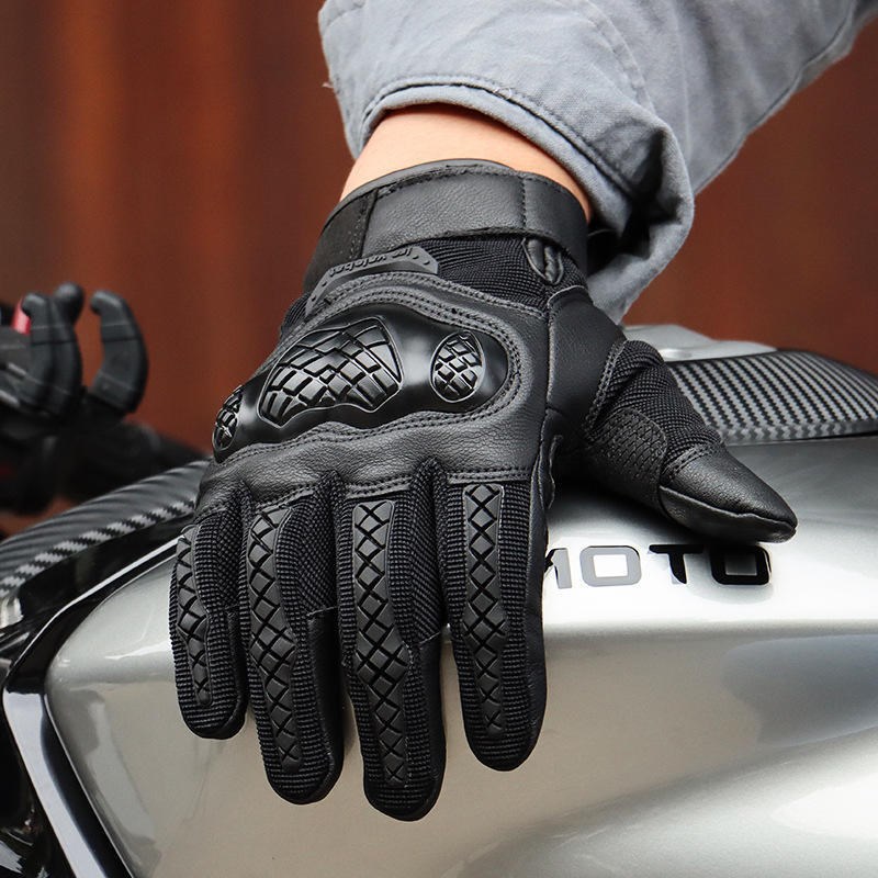 托车手套骑行电动车公路机车装备赛车越野防摔五指触.屏战术手套