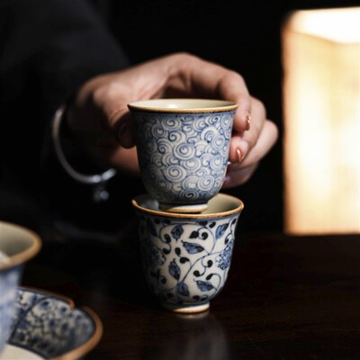 【朴云堂 手绘茶杯】景德u镇手工釉下青花单杯功夫茶具品茗杯单杯