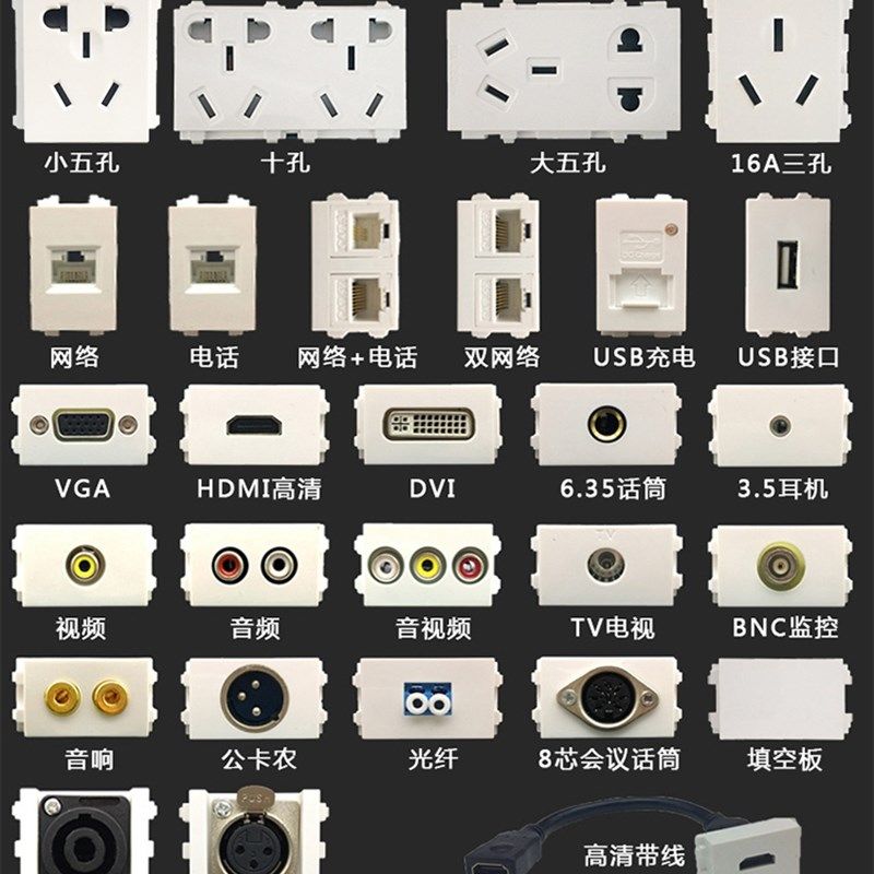 多媒体翻盖式地插10孔电源HDMI双六类网络口音R频免焊接地面插座
