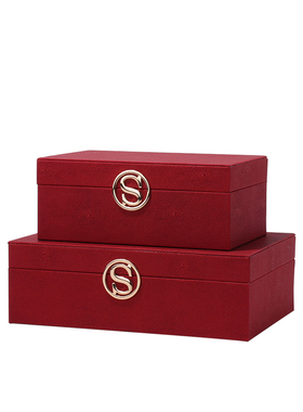 新中式轻奢首饰盒j饰品摆件现代简约样板房软装饰品皮质珠宝收纳