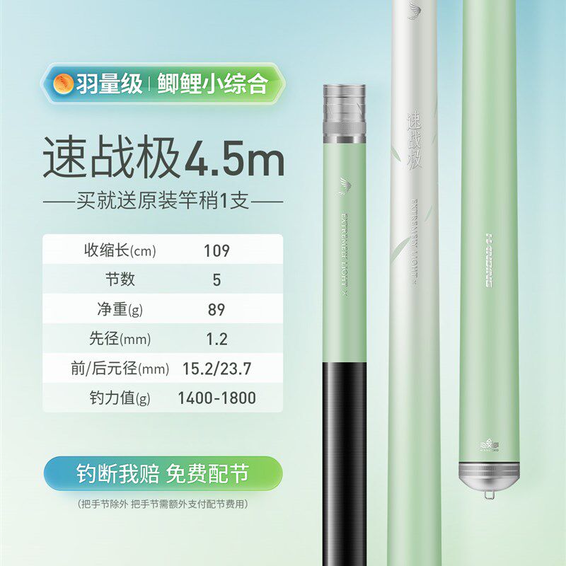 速战极鱼竿超轻超硬钓鱼竿鲫鱼杆台钓竿黑坑杆轻量竿综合手竿