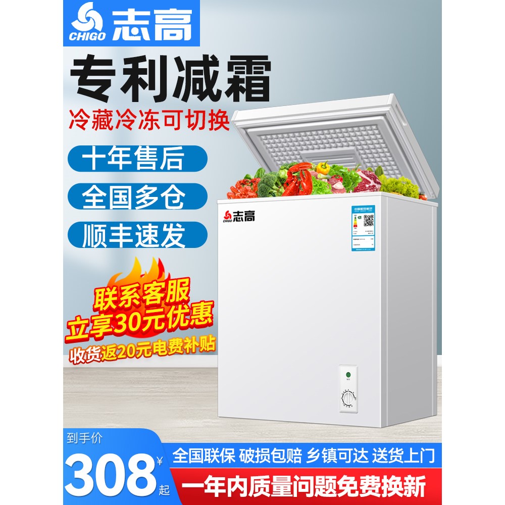 志高冰柜家用小型小冰柜家用冷冻小型冰柜商用冷柜冰箱冷冻冰柜