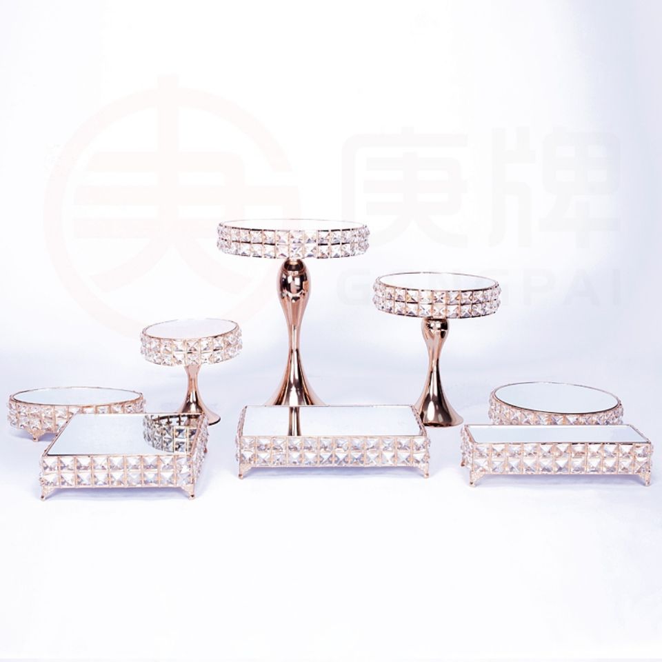 甜品台8件套婚礼婚庆蛋糕展示架点心架托盘摆台小方水晶摆件展台