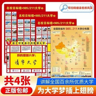 985高校给孩子种下大学梦 全套四张 增强版 名校目标墙贴211