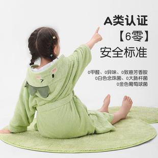 豌豆荚7A抗菌海岛奶绒儿童浴袍浴巾带帽柔软宝宝裹巾洗澡速干吸水