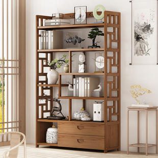 博古架实木中式书架置物架多宝阁古董架子摆件展示柜茶叶架隔断架