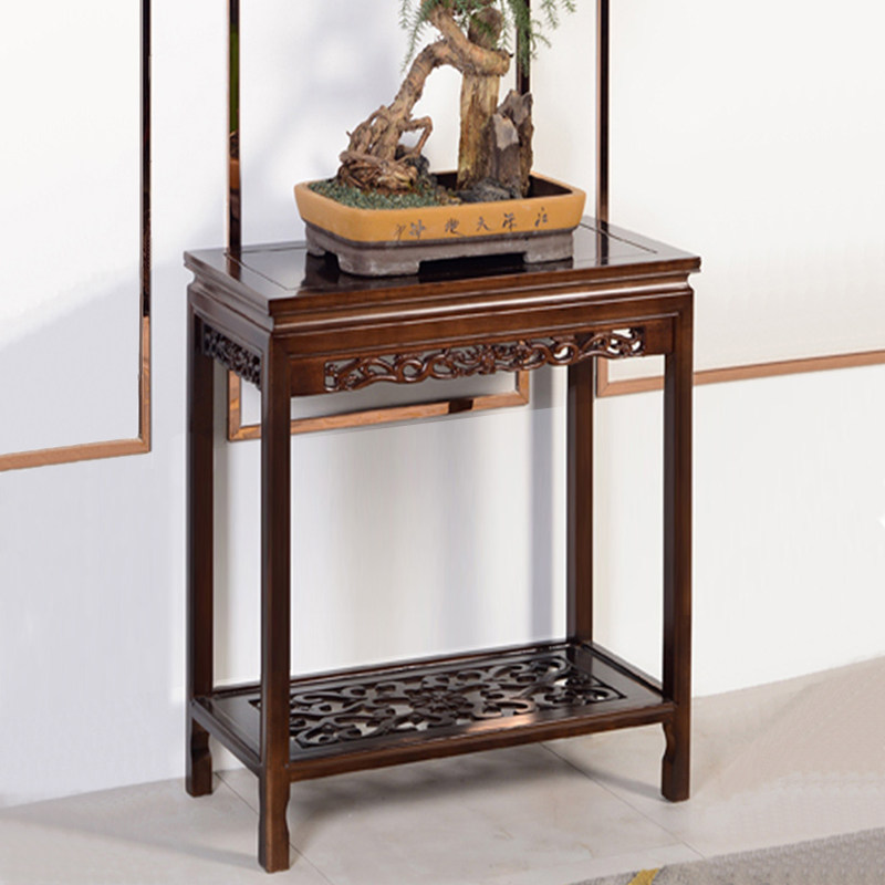 实木花架鱼缸架子底座摆台奇石桌盆景架置物架长方形沙发边几茶几