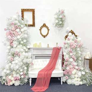 新款婚礼入场花柱仿真花门婚庆橱窗展区花艺布置摆件