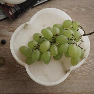 四叶幸运罕见完璧天然云石果盘托盘摆件客厅餐桌收纳盘