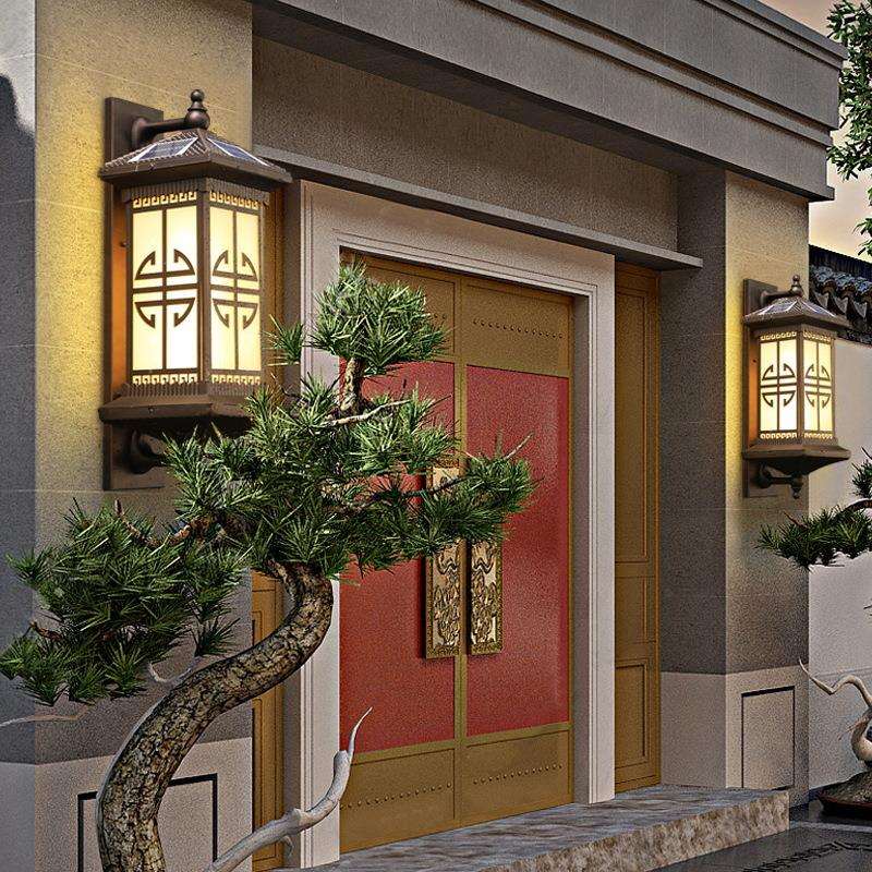 户外太阳能壁灯新中式景观庭院外墙灯室外防水别墅阳台超亮大门灯