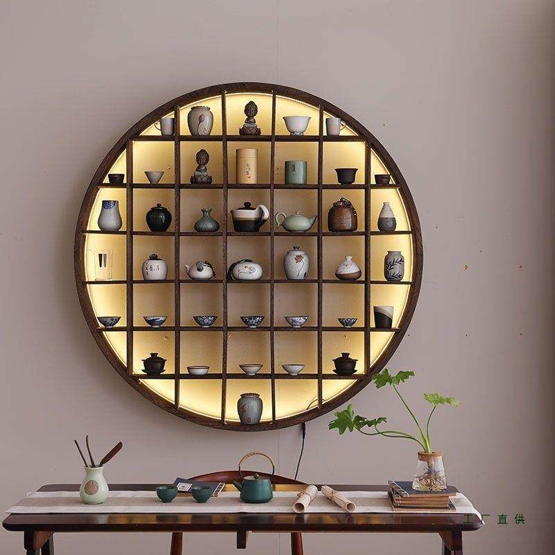 仿古小型博古架墙上置物架灯带款中式家居收纳墙上多宝阁零碎收纳,特色手工艺,其他特色工艺品,淘宝优惠券,粉丝福利购,淘宝优惠卷