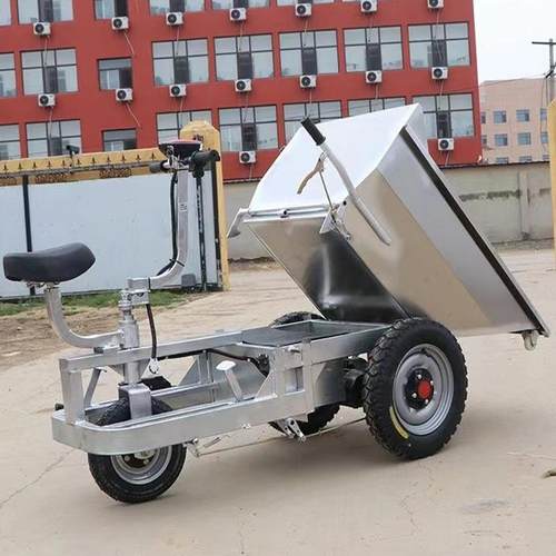 倒骑驴电动三轮车搬运车不锈钢灰斗车翻斗车养殖上料车正反骑推车