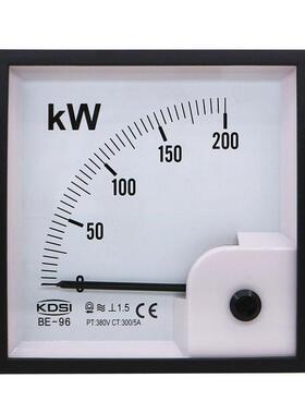 KDSI指针式功率表BE-96200kW300/5A380V三相三线方形开孔