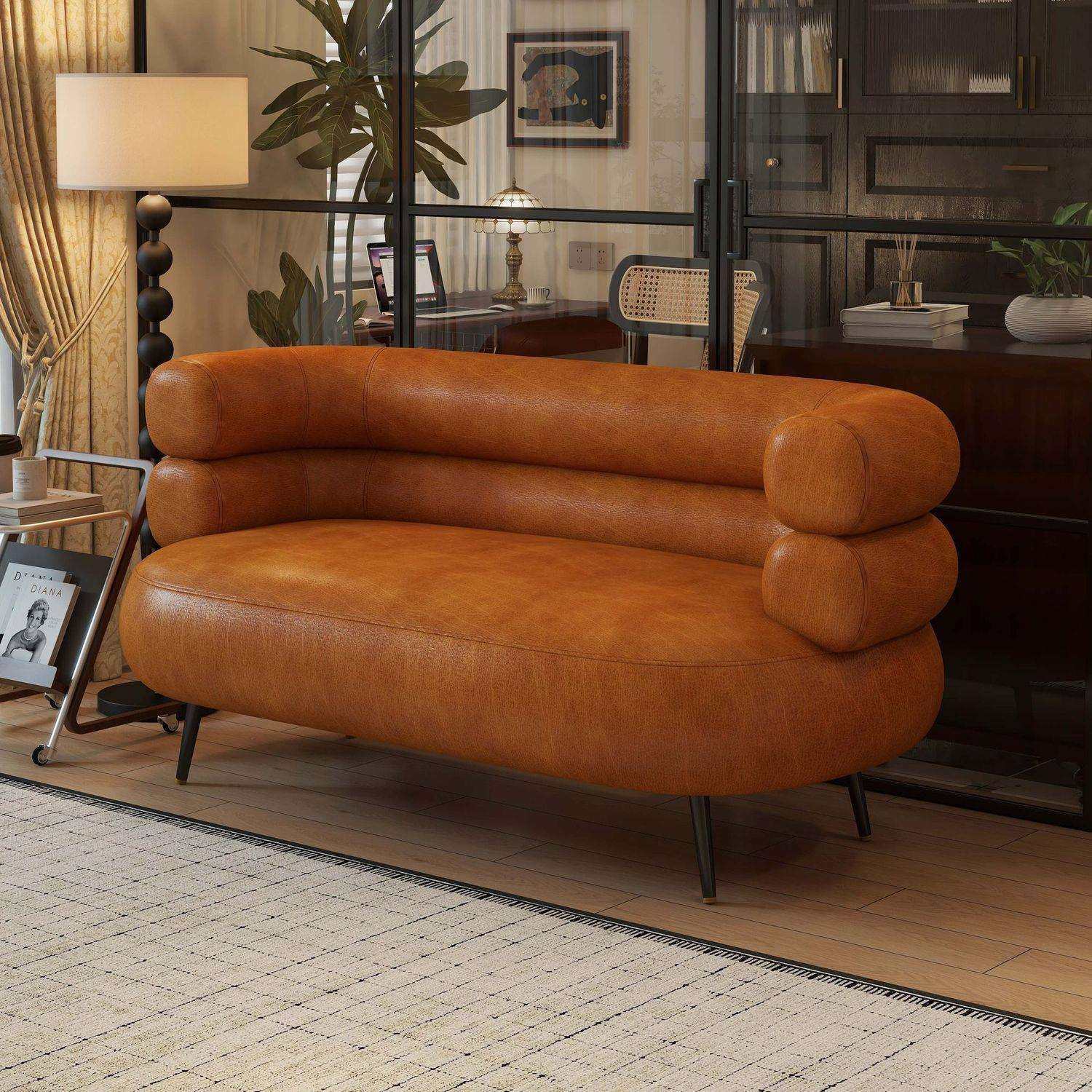 皮艺沙发小户型复古中古风油蜡皮客厅单双三人沙发公寓出租房沙发