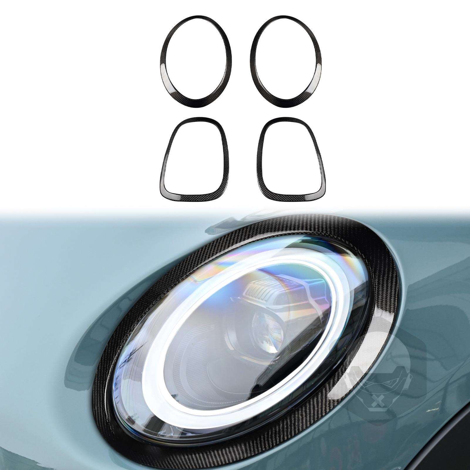 适用于宝马MINIF55F56F57碳纤维外饰改装前后车灯框装饰贴纸配件