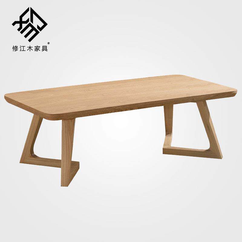 办公室北欧风白蜡木茶桌简约原木色创意茶几家用客厅实木桌子