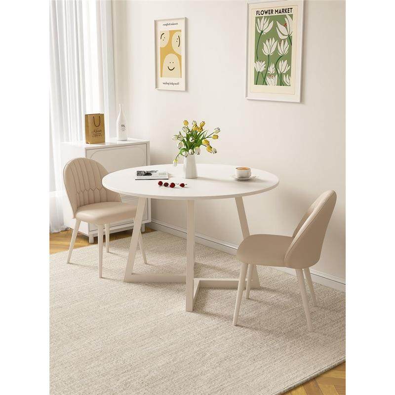 奶油风接待桌椅组合会议桌简约现代商务用洽谈桌办公室休息小圆桌