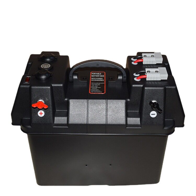 电瓶箱盒适用汽房车改装便携电充电器蓄电池车充12v60ah备用