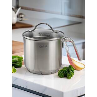 18-10不锈钢奶锅304炖煲煮粥面茶宝宝辅食小锅汤勺复底14cm