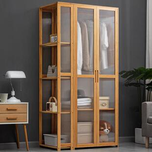 家用简易衣柜经济性出租房用挂衣区组装防尘货架式卧室衣橱结实