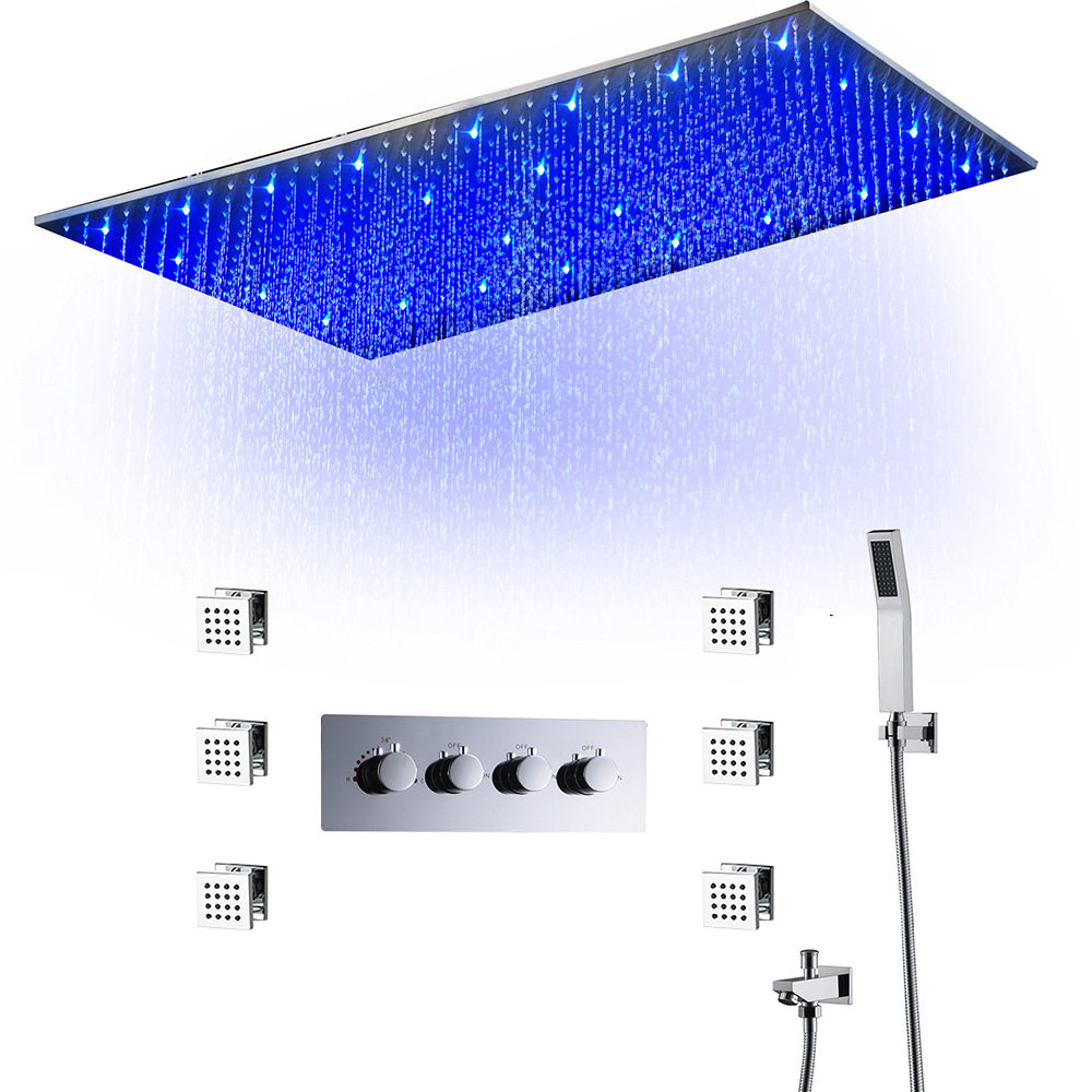500x1000mm20x40寸超大顶喷配3出水恒温大流量开关配2寸侧喷