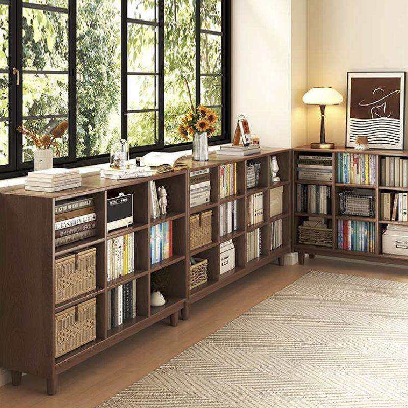 实木书柜置物架落地书架多层矮书柜靠墙家用客厅收纳柜简约储物柜