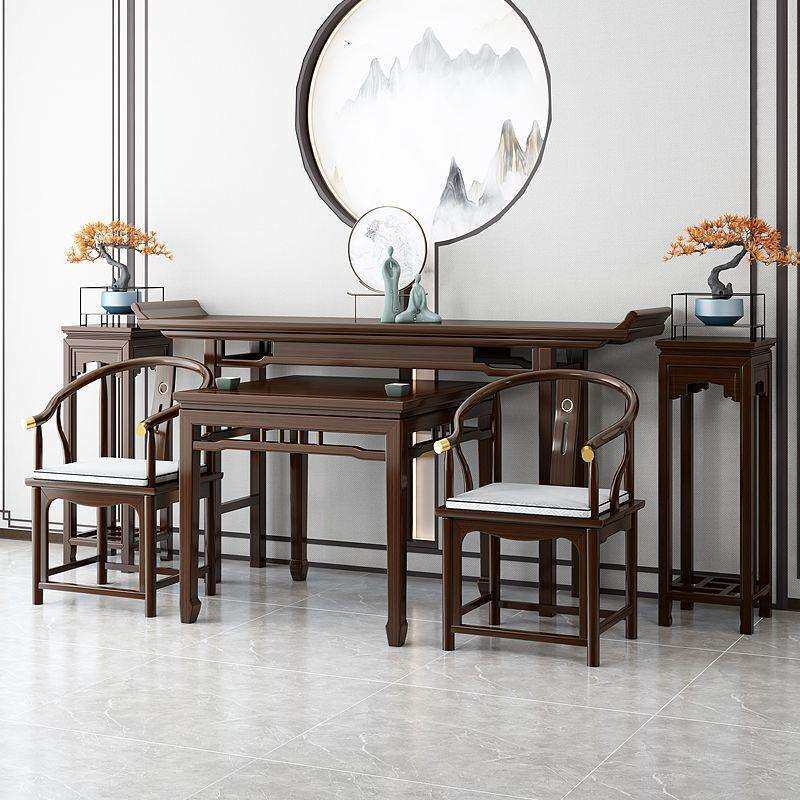 新中式中堂六件套实木四件套八仙桌条案供桌原木农村家用条几佛台