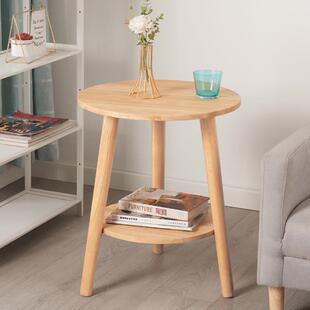N5实木小圆桌沙发边几家用客厅茶几阳台小桌子小户型圆桌简约原木