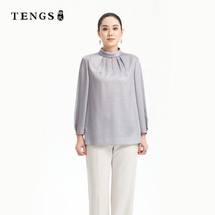 TENGS滕氏女装秋冬休闲舒适气质百搭职场通勤简约波点衬衫